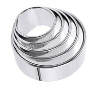 NIYATA Lot de 5 Emporte Pièces Rond en Acier Inoxydable, Emporte Piece Personnalisés pour Gâteaux,Biscuits et Desserts,avec Emporte Pièce Rond à Frapper Diamètre Tailles Variant de 40 à 80 mm