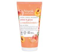 Niyok Après-shampoing Shine & Gloss 150 ml pour cheveux ternes et abîmés | Soin hydratant intense, plus de souplesse et de brillance naturelle, parfum de pêche, fabriqué en Allemagne