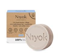 Niyok® Douche fixe 2 en 1 + soin « Sensitiv » (80 g) • Savon de douche doux et naturel • Gel douche ferme pour les peaux sensibles • Savon végétalien pour le corps et les mains • Sans plastique et