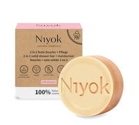 Niyok® Douche Solide 2-en-1 + Soin "Soft Blossom" (80g) • Savon Naturel pour la Douche • Gel Douche Solide pour Tous Types de Peaux • Savon Vegan Corps & Mains • Zéro Plastique & Vegan