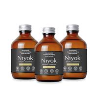 Niyok® Huile de noix de coco bio « Citronnelle et gingembre » (3 x 200 ml) • Rinçage buccal aux huiles essentielles • Cure de tirage à l'huile de noix de coco contre les caries, le tartre et la