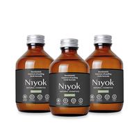 Niyok® Huile de noix de coco bio « menthe poivrée » (3 x 200 ml) • Rinçage buccal aux huiles essentielles • Cure d'huile de coco bio contre les caries, le tartre et la mauvaise haleine • Huile