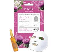 Niyok Masque tissu purifiant - Nettoyage en profondeur avec niacinamide & thé blanc « Clarify & Blaze » | Masque visage en fibre végétale compostable | Vegan | COSMOS NATURAL | Made in Germany
