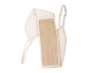 Niyok Sangle de massage en luffa et coton pour le dos et le corps 75 cm | Sangle de massage double face en luffa et coton avec dragonnes pour nettoyage, exfoliation et massage, sans plastique