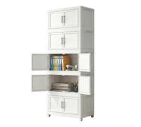 Nizat Armoire pliante extra-large à 5 niveaux en plastique avec portes Blanc 88 cm