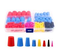 NIZEAMI Lot de 125 bouchons coniques en caoutchouc de silicone résistant aux températures élevées - 8 tailles assorties - Pour trou, pulvérisation, revêtement, placage, peinture, sablage