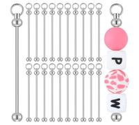 NIZEAMI Lot de 20 porte-clés en métal avec perles pour la fabrication de , porte-clés, pièces de tige, accessoires pour projets de bricolage, ornements de pendentifs