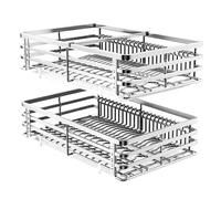 Nizer Armoire de cuisine extensible à 2 niveaux avec tiroirs et paniers de rangement, étagères réglables, support de boisson et plateau d'égouttement, solution de rangement polyvalente pour la maison