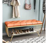 Nizer Banc à chaussures moderne en marbre et métal avec coussin en cuir synthétique pour chambre à coucher et porche