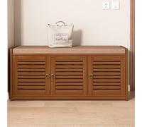 Nizer Banc de rangement à chaussures avec coussin pour salon, chambre à coucher, vestiaire - Banc à chaussures, étagère à chaussures (grille 3 portes, 100 cm)