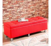 Nizer Banc de rangement rectangulaire moderne en similicuir avec repose-pieds et étagère à chaussures pour salon et chambre à coucher