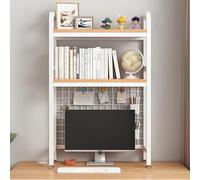 Nizer Bibliothèque de bureau à 2 couches en fer pour dortoir, maison, bureau, bureau, ordinateur Blanc (55 x 20 x 89 cm)