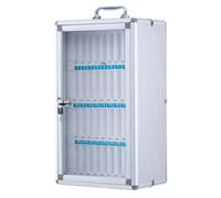 Nizer Boîte de rangement murale pour clés en alliage d'aluminium avec 3 emplacements verrouillables, poignée et tableau de poche pour un rangement sûr du téléphone Argenté B