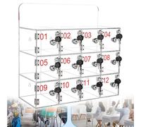 Nizer Boîte de rangement transparente en acrylique pour téléphones portables Fixation murale verrouillable 12 emplacements Support d'affichage de téléphone transparent pour un accès et une nization