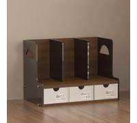 Nizer Bureau multifonctionnel avec tiroirs en acrylique résistant et panneau transparent pour livres et fichiers - Idéal pour la maison, le bureau et la chambre à coucher (rouge)