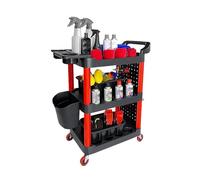 Nizer Chariot à outils à roulettes à 3 niveaux avec roulettes Solution de rangement pour mécanicien Chariot à outils avec poignée, idéal pour la réparation automobile et l'utilisation en atelier