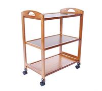 Nizer Chariot de cuisine à 3 étages en bambou avec roulettes Marron foncé Chariot de service mobile pour cuisine et salle à manger