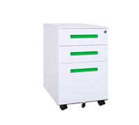 Nizer Classeur mobile en acier coloré avec 3 tiroirs sur roulettes pour rangement sous le bureau Porte-documents robuste Design peu encombrant Vert