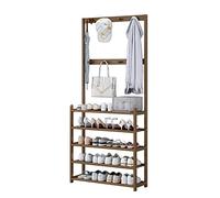 Nizer Étagère à chaussures 4/5 niveaux avec double crochets autoportants pour chambre à coucher, entrée, salon, assemblage facile, 70 x 25,5 x 157 cm