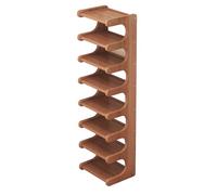 Nizer Étagère à chaussures d'angle fine avec dessus en bambou, étagère verticale peu encombrante pour entrée, placard, garage, salon - Bois marron (119,5 x 23 x 5 cm)
