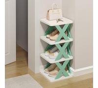 Nizer Étagère à chaussures empilable à 4 niveaux - Gain de place - Tour de rangement multicouche en plastique pour petits espaces facile à nettoyer - Design en forme de X - Bleu Parfait pour le