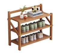 Nizer Étagère à chaussures en bambou à 3 niveaux pour entrée, couloir, chambre à coucher, respectueux de l'environnement, pliable, avec finition naturelle, 70 cm de long, idéale pour la maison et le