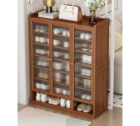 Nizer Étagère à chaussures en bambou avec 8 étagères, armoire de rangement avec portes ouvertes, étagère pour salon et couloir, solution de rangement élégante et fonctionnelle pour chaussures