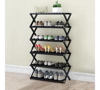 Nizer Étagère à chaussures en bambou avec plusieurs niveaux de rangement pour couloir, salon, balcon, cuisine - Pliable - Économie d'espace - Noir - Respectueux de l'environnement - Pour la maison