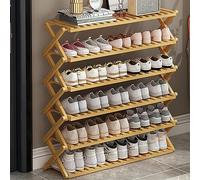 Nizer Étagère à chaussures en bambou pour entrée 6 niveaux pour intérieur et extérieur Pliable Rangement à chaussures pour camping Couleur bûche 100 cm