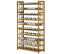 Nizer Étagère à chaussures en bois à plusieurs niveaux avec assemblage rapide, empilable, extensible et anti-poussière, solution de rangement pour placard et entrée, étagère à chaussures portable pour