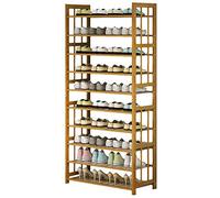 Nizer Étagère à chaussures en bois avec 10 niveaux, empilable et extensible, pour un assemblage rapide, résistant à la poussière, rangement portable pour placard, étagère à chaussures à 10 niveaux, 90
