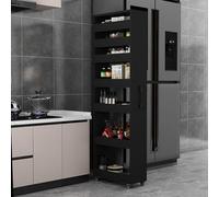 Nizer Étagère à épices à roulettes à 7 niveaux double face Chariot de rangement fin pour petits espaces Parfait pour une utilisation sur le côté réfrigérateur et garde-manger