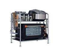 Nizer Étagère à épices double couche en acier inoxydable 304 pour four à micro-ondes Facile à installer Structure en rail robuste Solution de rangement peu encombrante