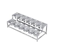 Nizer Étagère à épices en acier inoxydable avec couvercle - Station de garniture à pizza 91 x 37 x 26 cm - Plateau de compartiment durable pour le stockage des assaisonnements dans les restaurants et