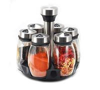 Nizer Étagère à épices rotative pour 6 pots à épices avec pots à herbes en spirale pour la cuisine - Idéal pour poivre, chili, sel, cumin, sésame et plus encore