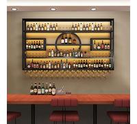 Nizer Étagère à vin murale en métal avec support pour verres et étagère à liqueur, étagères de rangement flottantes pour cuisine et cave à vin, élégante maison bar nizer