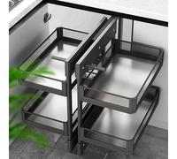 Nizer Étagère coulissante pour armoires de cuisine - Panier de rangement coulissant à 2 niveaux pour armoires de 800 mm/900 mm Solution de cuisine peu encombrante Design multifonction