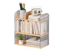 Nizer Étagère de bureau avec déflecteur en plastique Solution de rangement simple et élégante pour bureau, maison ou cuisine Taille compacte (L x l x H) 30 x 22 x 40 cm