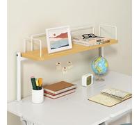 Nizer Étagère de bureau en noyer 80 cm en métal avec clip en C pour économiser de l'espace Solution de rangement élégante pour poste de travail