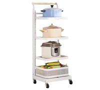 Nizer Étagère de cuisine extensible pour micro-ondes Blanc Comprend 4 planches et 1 panier Solution de rangement efficace pour casseroles et poêles