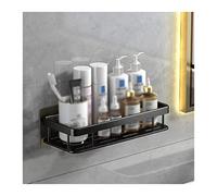 Nizer Étagère de douche murale en plastique non perforé pour salle de bain Noir Simple Solution de rangement pour toilettes