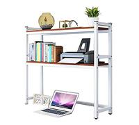 Nizer Étagère de rangement réglable à 2 niveaux avec comptoir en métal et bois pour bureau et imprimante Étagère ouverte pour la maison ou le bureau (blanc)