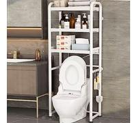 Nizer Étagère de salle de bain avec panier coulissant en maille réglable Pieds antidérapants Matériau en acier au carbone Étagère de toilette autonome Blanc 3 couches
