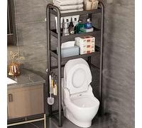 Nizer Étagère de salle de bain en acier carbone avec panier coulissant en maille et design autonome réglable Noir 3 couches