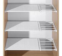 Nizer Étagère extensible réglable - Solution de rangement télescopique pour chambre à coucher, salle de bain, armoires et armoires à chaussures (121,9 à 203,2 cm)