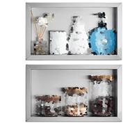 Nizer Lot de 2 armoires de rangement murales en acier inoxydable 304 pour salle de bain et maison Argenté 24 x 35 x 8 cm
