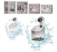 Nizer Lot de 2 étagères de douche à ventouse amovibles sans perçage pour savon et shampooing Blanc et gris