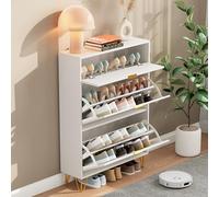 Nizer Meuble à chaussures avec 2 portes Blanc 80 x 24 x 120 cm Meuble d'entrée élégant Design gain de place pour la maison