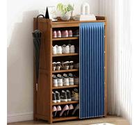 Nizer Meuble à chaussures étroit avec couvercle anti-poussière et peu encombrant pour chaussures, sacs et livres Bleu 50 x 114 cm