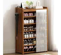 Nizer Meuble à chaussures étroit avec housse anti-poussière pour chaussures, sacs et livres Blanc 70 x 114 cm